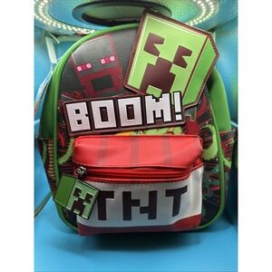 Minecraft Explosion Boom! TNT Faux Leather Mini Backpack, Green Bag Back Pack